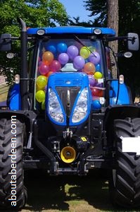 tractor filled with balloons